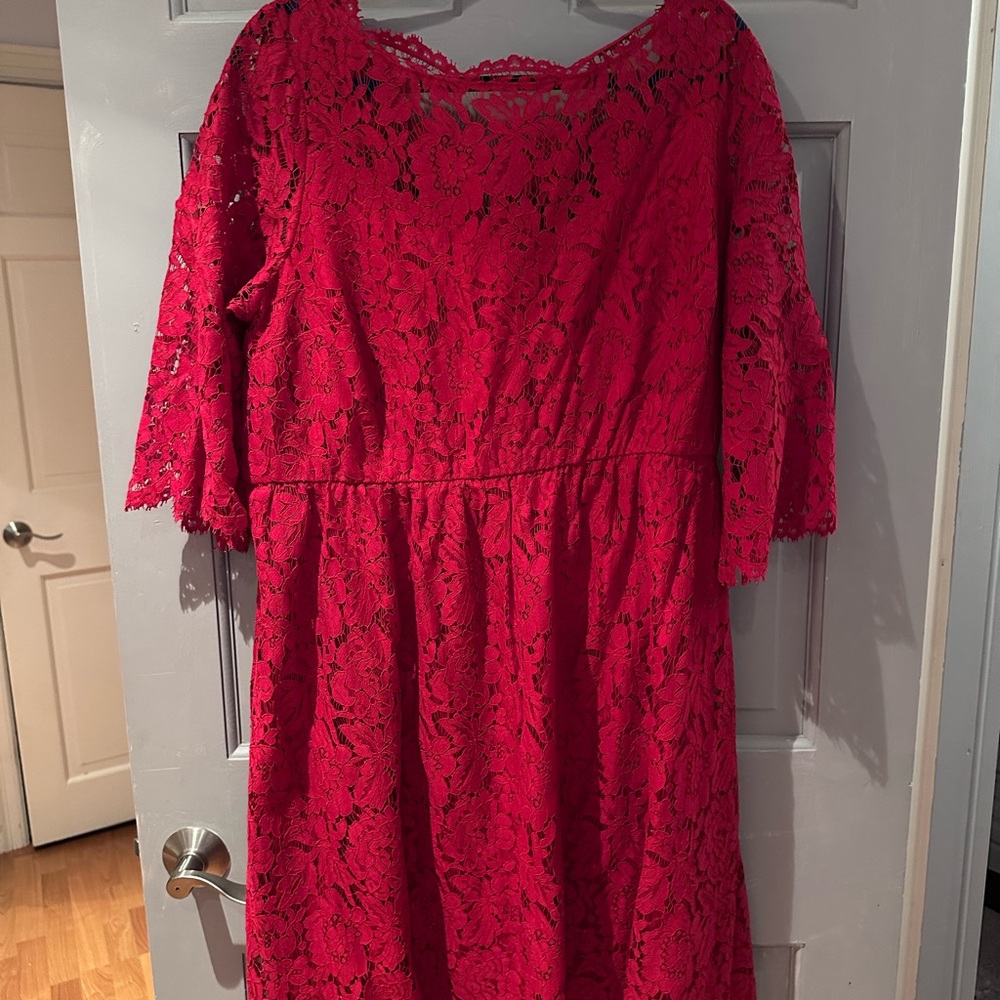 Lane Bryant Vibrant Red Lace Dress